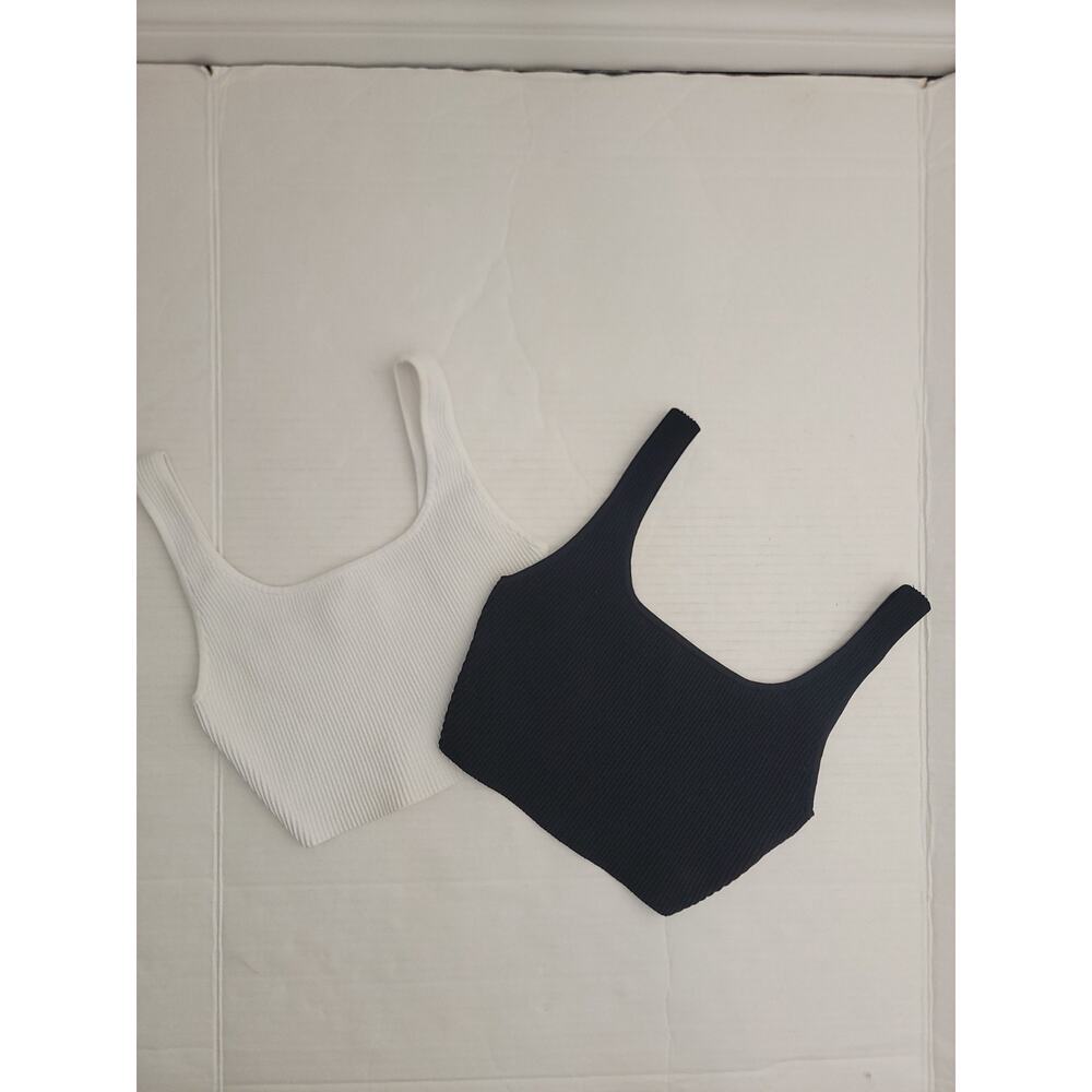 Aritzia Babaton LOT (2) Crop Top SZ Small Sculping Whit Black Womens